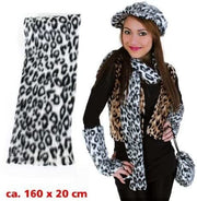 Schal Leopard weiß Plüsch Plüschschal Tierkostüm Accessoires Länge: ca. 160 x 20cm