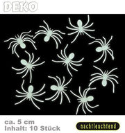 narrenwelt Deko - Spinnen nachtleuchtend Deko Spinnen fluoreszierend ca. 5 cm 10STK