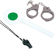 narrenwelt Polizei-Set 3 tlg. Polizei-Kelle, Trillerpfeife und Handschellen Kostüm Accessoires