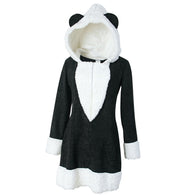 narrenwelt Kostüm Kostüm Panda Damen Kleid mit Kapuze Göße 36 - 44