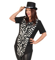 narrenwelt Kostüm Zebra Kleid Big Stripes mit Plüsch 1tlg Damen Longshirt Big Shirt Fasching Größe 46