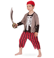 narrenwelt Kostüm Pirat Kinder-Kostüm Set 3tlg Oberteil + Hose + Kopftuch  Gr. 116 - 140