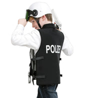 narrenwelt Weste POLIZEI - Weste Größe  schwarz mit Taschen und Klettverschluss Gr. 116 - 152