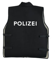 narrenwelt Weste POLIZEI - Weste Größe  schwarz mit Taschen und Klettverschluss Gr. 116 - 152