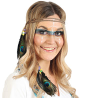 narrenwelt Indianer - Haarband geflochten mit Federn und Perlen , Länge ca. 165 Einheitsgröße