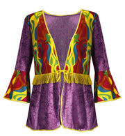 narrenwelt Hippie Oberteil lila mit Fransen, Bindeschnur  1-tlg Größe: 42