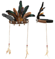 narrenwelt Kopfschmuck Voodoo mit seitlichen Lederbändern Federn, Totenkopf und Knochen