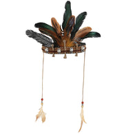 narrenwelt Kopfschmuck Voodoo mit seitlichen Lederbändern Federn, Totenkopf und Knochen