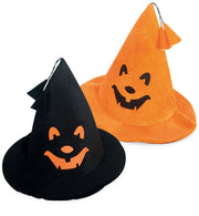narrenwelt Hexenhut klein Kürbis Halloween Hexen Hut mit Bommel und Kürbis-Gesicht schwarz Universalgröße
