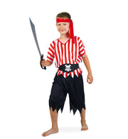 narrenwelt Pirat Pirate Set 4tlg Oberteil + Hose + Gürtel + Stirnband Fasching Kinder-Kostüm Gr 116