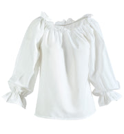 narrenwelt Piratenbluse Bluse Piratin weiß Damen Frauen Gr. 36 - 46