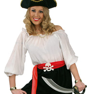 narrenwelt Piratenbluse Bluse Piratin weiß Damen Frauen Gr. 36 - 46
