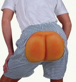 narrenwelt Kostüm Gag-Hose, nackter Hintern, blau/weiß Party Jungesellenabschied Fasching Wiesn Accesssoires