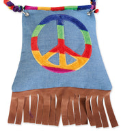 narrenwelt Hippie Tasche Peace mit Zipper Umhängetasche Schultertasche ca. 20 x 20 cm Retro - Look Accessoires