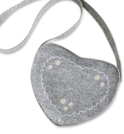 narrenwelt Dirndl Tasche Herz grau mit Edelweiß Dirndltasche Trachtentasche Bayern Wiesn Fest Kostüm  Accessoires 2808