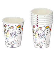 narrenwelt Pummel Einhorn Pappbecher Party Time Papp Becher 8 STK  Lizenz Pummeleinhorn