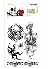 narrenwelt Tattoo Wicked Things Gothic  Hexen Halloween Día de Muertos Haut Aufkleber