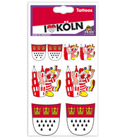 narrenwelt Tattoo I love Köln Haut Aufkleber mit Köln Wappen sortierte Motive