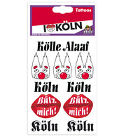 narrenwelt Tattoo I love Köln Haut Aufkleber mit Köln Wappen sortierte Motive