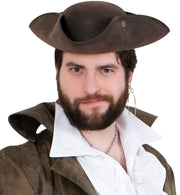 narrenwelt Piraten Kapitän Piratenhut Dreispitz braun Mittelalterhut ca. 58 cm