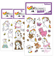 narrenwelt Tattoo Pummel Einhorn  Party Time  Haut Aufkleber LIZENZ sortierte Motive