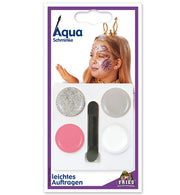 narrenwelt  Aqua Schmink Set Prinzessin Schminke Set 5tlg 4 Tiegel + Applikator