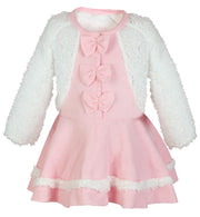 narrenwelt Kostüm SCHÄFCHEN Schaf Kleid mit Mütze rosa-weiss 2tlg. Babykostüm Schaf mit PLÜSCH Gr. 86+98