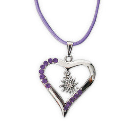 narrenwelt Kette Herz LILA Dirndl Halskette Herzkette Bayern Gaudi  Wiesn Schmuck Accessoire Fest im Oktober
