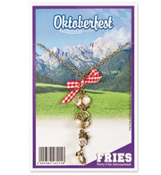narrenwelt Kette mit Textilschlaufe Karo Dirndl Halskette Herzkette Bayern Gaudi Fest im Oktober