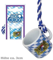 narrenwelt Mini-Krug Krug Shot Becher Keramik Wappen Bayern Kordel blau/weiss