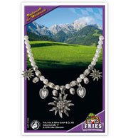 narrenwelt Dirndl Kette Edelweiß  mit Perlen Halskette Herzkette Bayern Gaudi Fest im Oktober