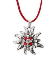 narrenwelt Kette Edelweiß Dirndl Kette Dirndlschmuck Wiesn Schmuck Anhänger rot Accessoire