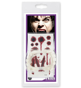 narrenwelt  Vampir - Set Tattoos + Vampirzähne 2tlg. Vampirset  Halloween Monster