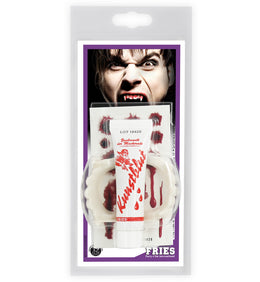 narrenwelt  Vampir - Set Tattoos + Vampirzähne + Kunstblut 3tlg. Vampirset  Halloween Monster