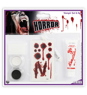 narrenwelt Schminkset Horror Vampir - Set Tattoos + Schminke 6tlg. Vampirset  Halloween Monster