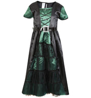 narrenwelt Hexe Smaragd Kleid  Größe140 lang mit Gürtel Teenie Mädchen
