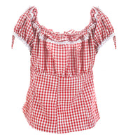 narrenwelt Bayernbluse Karobluse rot  Dirndl Bluse Damenkostüm Bayern Gaudi Wiesn Fest rot/weiß Gr. 36 - 44 Bierzelt