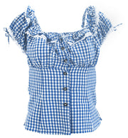 narrenwelt  Bayernbluse Karobluse blau Dirndl Bluse Damenkostüm  Bayern Gaudi Wiesn Fest blau/weiß Gr. 36 - 44 Bierzelt