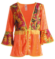 narrenwelt Hippie Oberteil orange mit Fransen, Bindeschnur  1-tlg Größe: 38