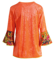 narrenwelt Hippie Oberteil orange mit Fransen, Bindeschnur  1-tlg Größe: 46