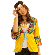 narrenwelt Hippie Oberteil gelb mit Fransen, Bindeschnur  1-tlg Größe: 38
