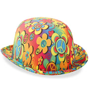 narrenwelt Melone Hippie Hut mit Peace Zeichen und bunten Blumen Gr. 58 cm