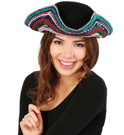 narrenwelt  Dreispitz Hut Pirat schwarz mit Borte ca 58 cm