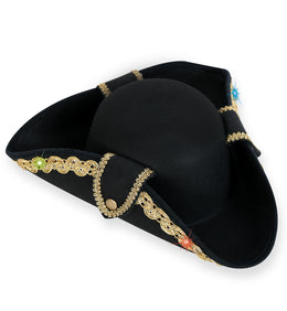 narrenwelt Dreispitz Pirat - Hut blinkend Gr. 60 cm mit LEDs Piratenhut Offiziershut