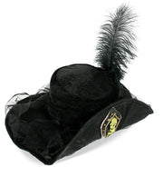 narrenwelt Hut Piratenbraut Piratenhut Edeloptik Pirat mit Goldbordüre, roter Schleife und Feder Gr. 57