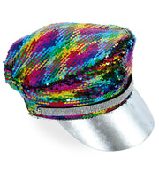 narrenwelt Schirm - Mütze mit Wendepailetten Regenbogen Farben Christopher Street Day CSD Gr. 58