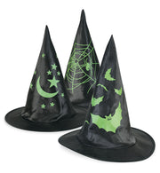narrenwelt Hexenhut  Hexen Hut schwarz mit Motiv Fledermaus 58 cm Erwachsene Accessoires