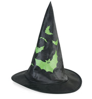 narrenwelt Hexenhut  Hexen Hut schwarz mit Motiv Fledermaus 58 cm Erwachsene Accessoires