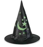 narrenwelt Hexenhut  Hexen Hut schwarz mit Motiv Mond/Sterne 58 cm Erwachsene Accessoies