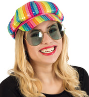 narrenwelt Mütze Regenbogen Hut Kappe Mütze Rainbow mit Pailetten Gr. 58